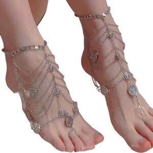 Set of 2 Bohemian Toe Ring Anklet
